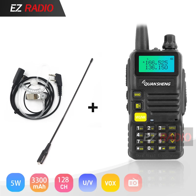 ГОРЯЧАЯ QuanSheng UV-R50/UV-R50-1/UV-R50-2/TG-UV2 иди и болтай Walkie Talkie UHF VHF TG-UV2 двусторонней радиосвязи, 3300 мА/ч, Quansheng 5 Вт Ham Радио УФ R50-2 - Цвет: Black-771-AC