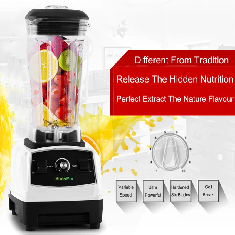 New BPA Free 3HP 2200W Heavy Duty Commercial Grade Blender Mixer Juicer High Power Food Processor Ice Smoothie Bar Fruit Blender