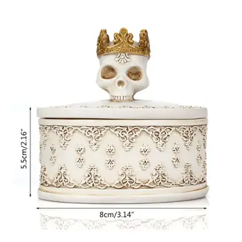 

Gothic Retro Mini Storage Box Skull Crown Jewelry Organizer Desktop Decoration