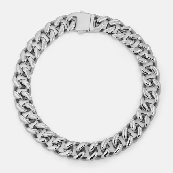 

Vitaly Design 14MM 316L Stainless Steel Curb Cuban Choker Chain Link Clamps Shut with Substantial Buckle Clasp Necklace for Men