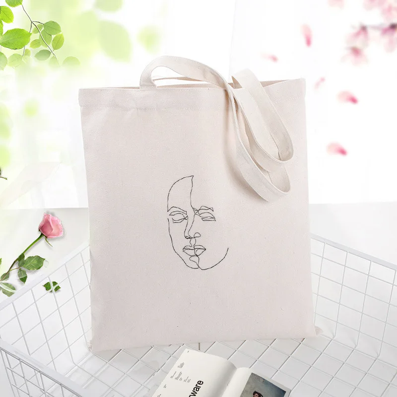 Простая линия-холст для рисования сумка для покупок сумка на заказ Печать текстовый логотип DIY Сумочка ежедневное использование эко экологическая многоразовая утилизация