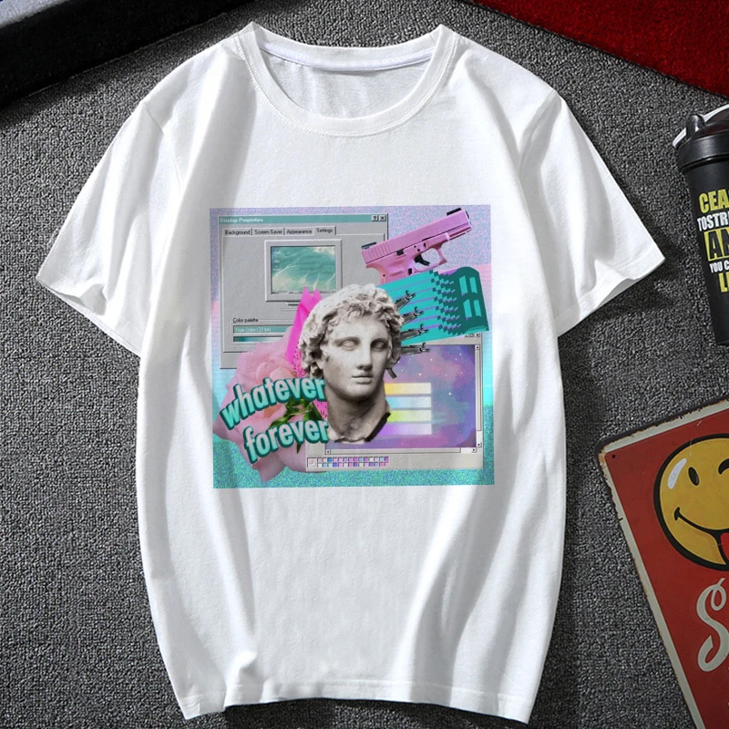 

2020 New Women's Clothing Vaporwave Aesthetics Art Harajuku Punk Vintage Vogue Streetwear Tracksuit Personality Female T-shirt