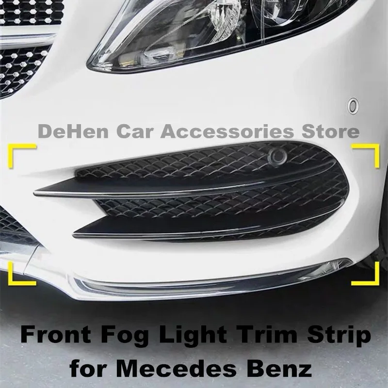 Для Mercedes Benz C Class W205 C43 AMG C180 C200 15-18 передние противотуманные фары крышка решетка Планки наклейка на фары декоративные полосы