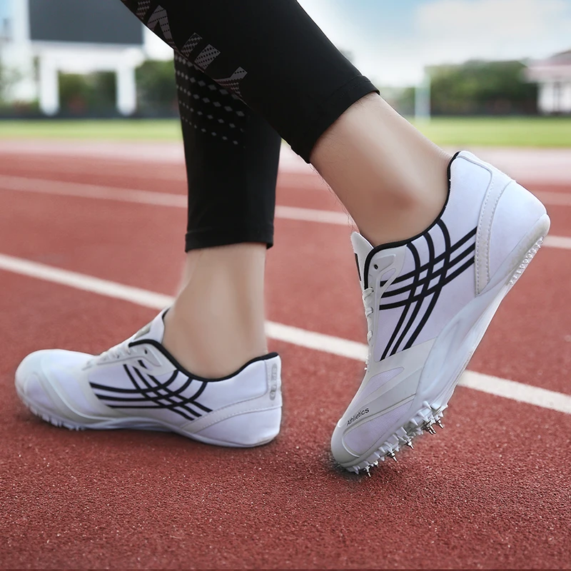 Men Track Spikes Breathable Mesh Track Shoes for Athletics Racing Distance Sprint Running Race Spike Cleat Nail Shoes