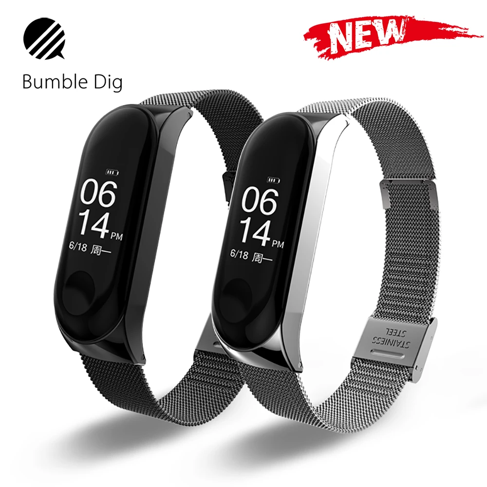 Металлический браслет Mi band 4 для Xiaomi Band 3 из стали Миланская петля Correa Xiomi