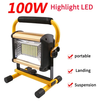 

100W Rechargeable LED Work Light Portable LED Flood Light for Camping Outdoor EU Plug