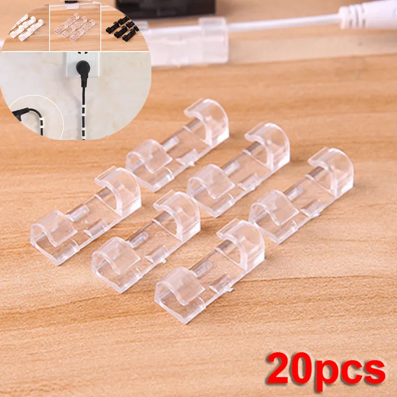 20Pcs Self Stick Wire Organizer Line Cable Clip Buckle Clips Clamp Table Wall Fixer Fastener Holder Data Telephone Line Winder ► Photo 1/6