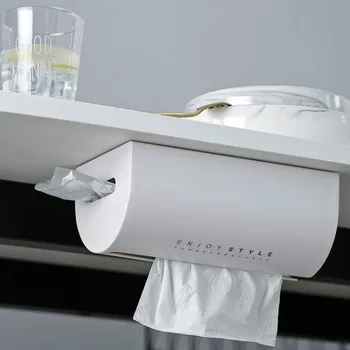 

Plastic multi-function tissue box wall-mounted kitchen paper towel rack creative simple toilet paper roll holder LL10311032