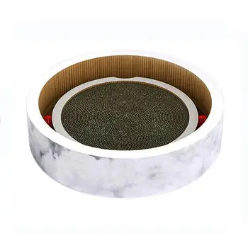 

high quality Double-sided Kraft Corrugated Round Cat Scratch Board Corrugated Paper Puzzle Cat Pet Toy cat bed With 2 Balls
