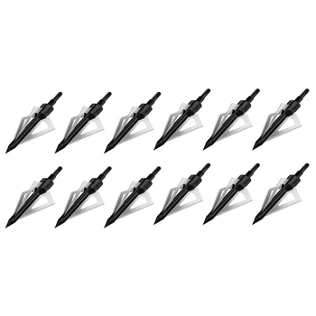 

12Pcs 3 Blades Hunting Archery Broadheads 100 Grain Screw-In Heads Tips Compatible with Crossbow and Compound Bow