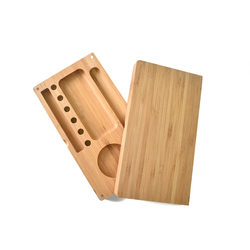 13*12cm Double-Deck bamboo Storage Rolling Tray tobacco Cigarette herb for grinder cone Smoking Accessories 5