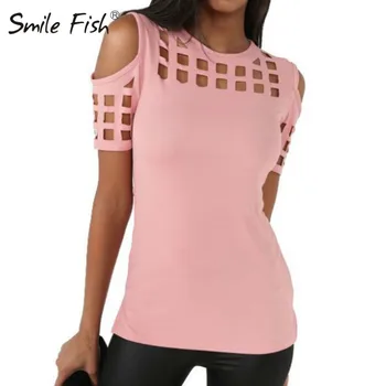 

Summer Blusas Sexy Shirts Slim Hollow Out Shirts Plus Size Block Off Shoulder Tops Slim Blusa Feminino Women Blouse LX235