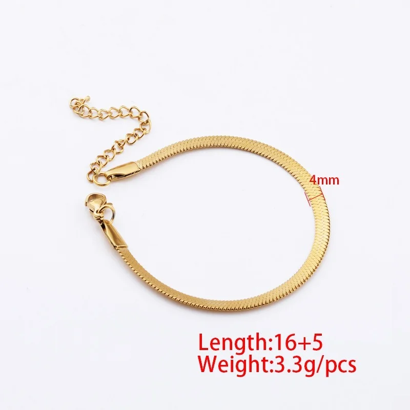 New Fashion Charm Stainless Steel Flat Snake Bone Chain Bracelet His and Hers Jewelry Base Bracelet for Women Men Wholesale Bulk