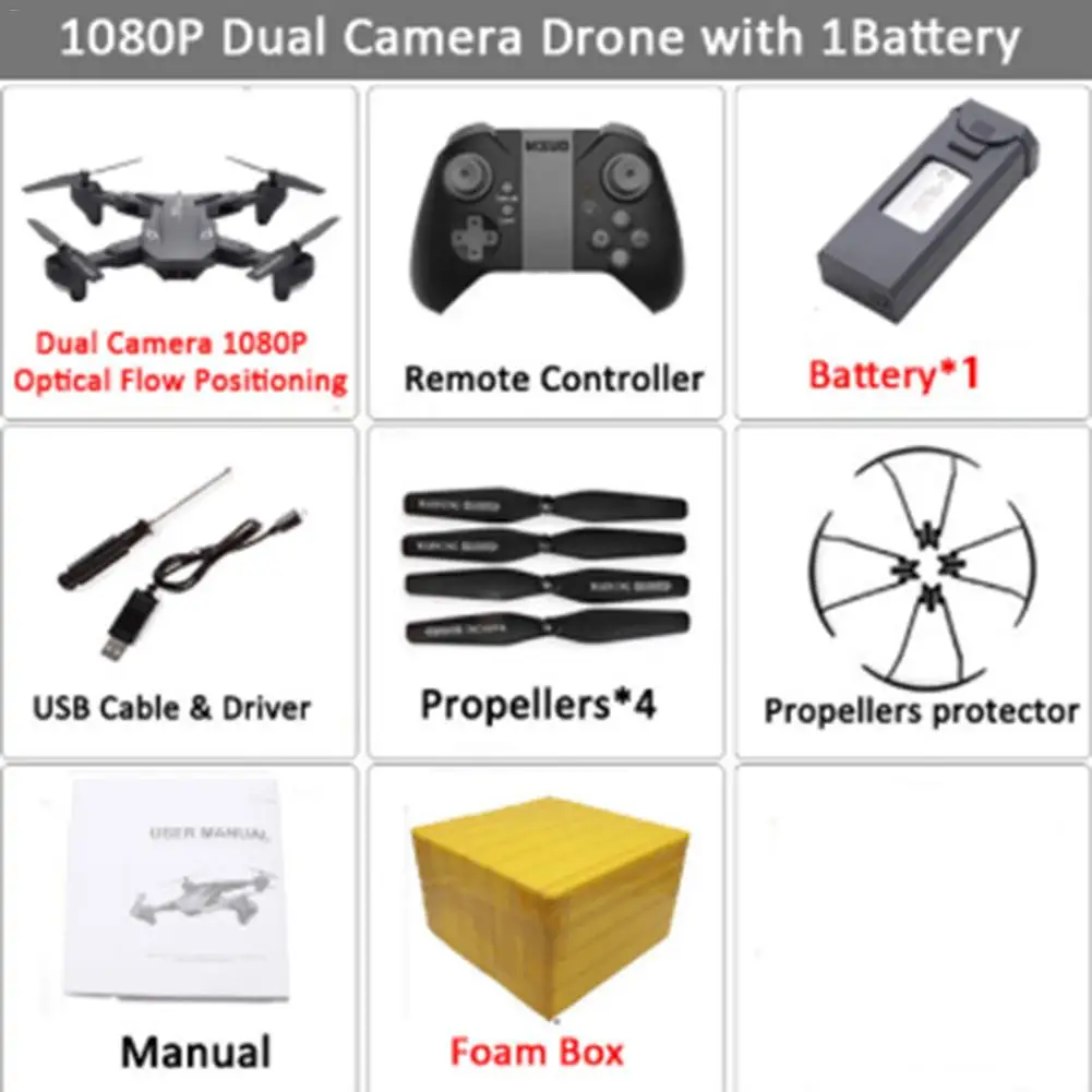 Новейший WiFi FPV RC Дрон 4K камера оптический поток 1080P HD Двойная камера воздушная видео RC Квадрокоптер самолет Квадрокоптер игрушки для детей - Цвет: 1 battery