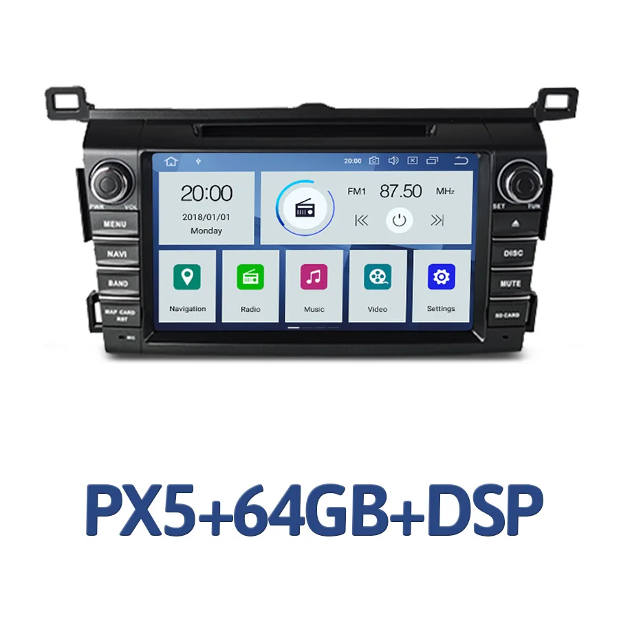 PX5 64G with DSP " PX6 2 din Android 9,0 автомобильный dvd-плеер 6 ядер 64 Гб rom 4 Гб ram DSP GDS Авторадио Bluetooth 4,0 для Toyota RAV4 RAV 4 2013 - Цвет: PX5 64G with DSP