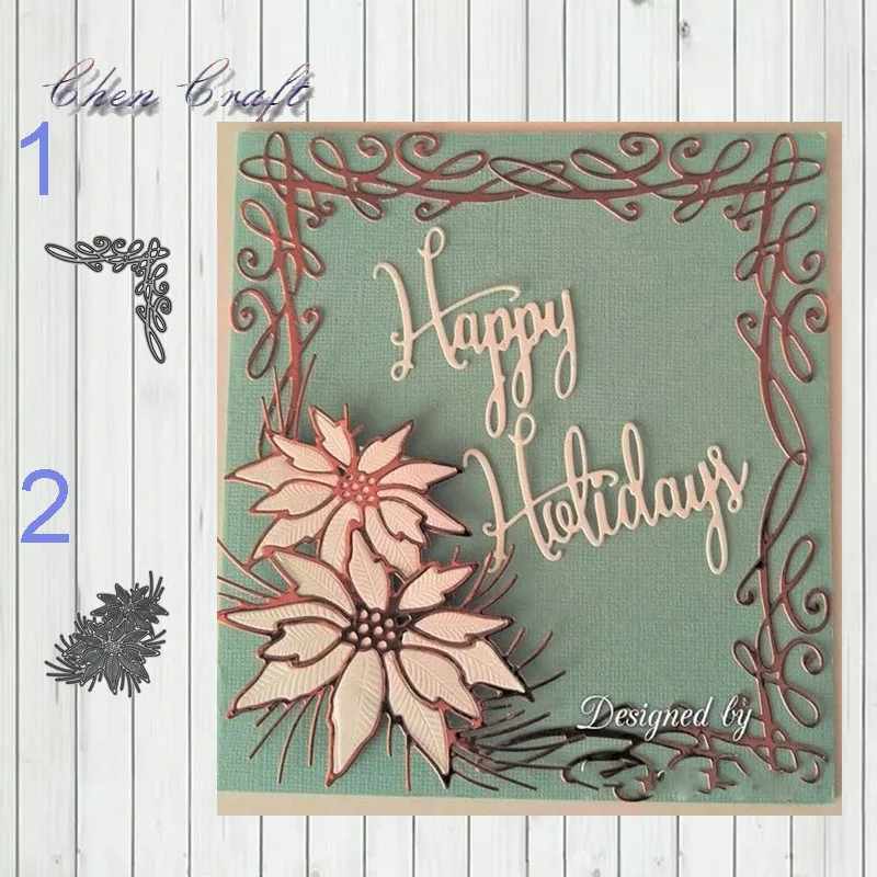 

Festive poinsettia Metal Cutting Dies for DIY Scrapbooking Album Paper Cards Making Decorative Crafts Supplies 2019 New