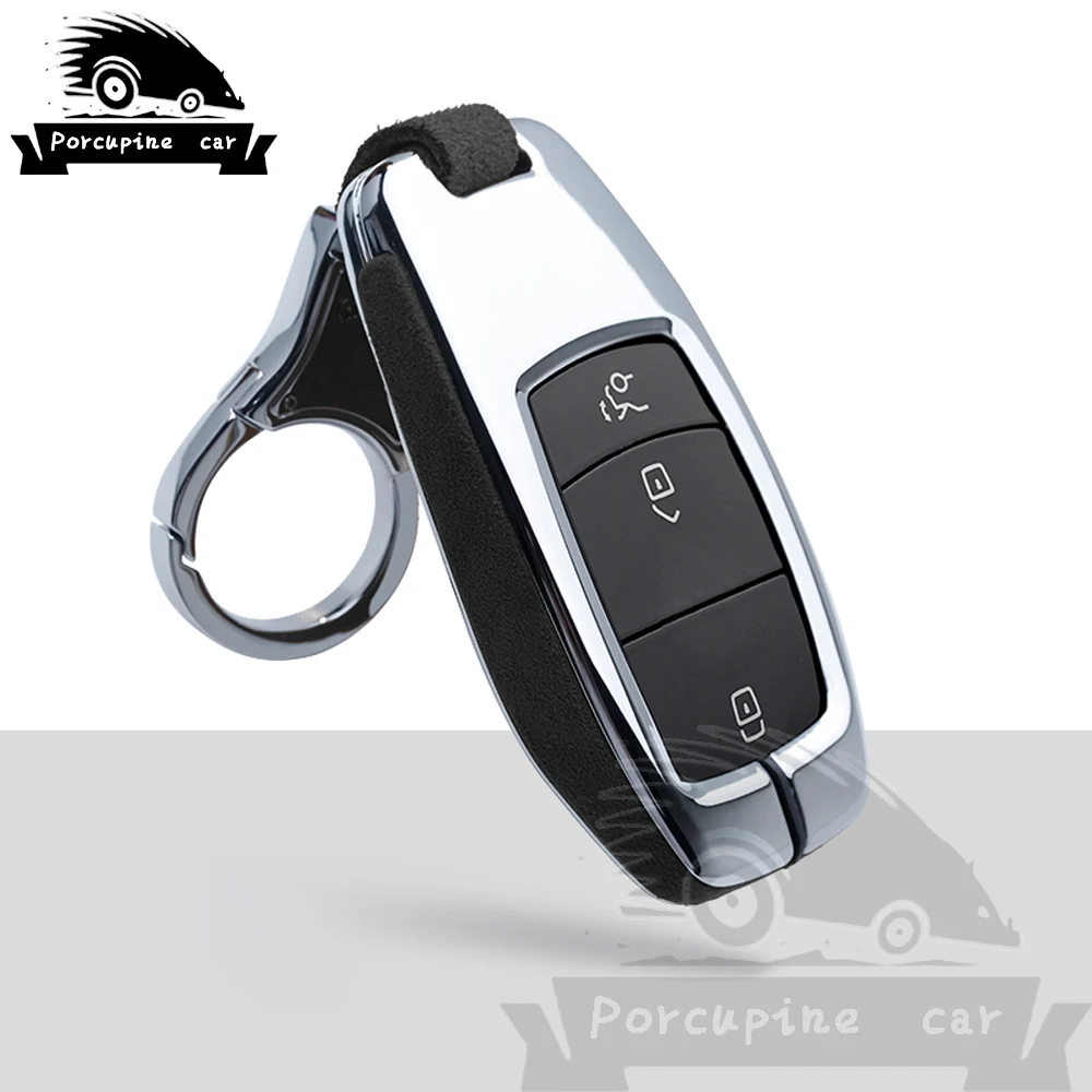 Чехол для ключей автомобиля, брелок для Mercedes Benz C Class W250 E Class GLK gla GLC CLS CLA GLR W203 W210 W211 W124 W202 - Название цвета: B Round keychain BLA