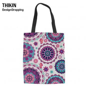 

THIKIN Art Datura Flowers Printed Women Shoulder Shopping Bag Reusable Canvas Tote Bags Canvas Tote Handbag Fashion Beach Pouch