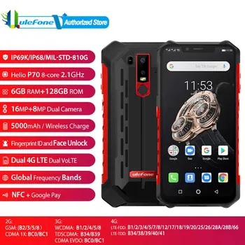 

Global Version Waterproof Ulefone Armor 6S IP70 Wireless Charger Face Unlock Android 9.0 6.2" Octa Core 6GB 128GB Smartphone