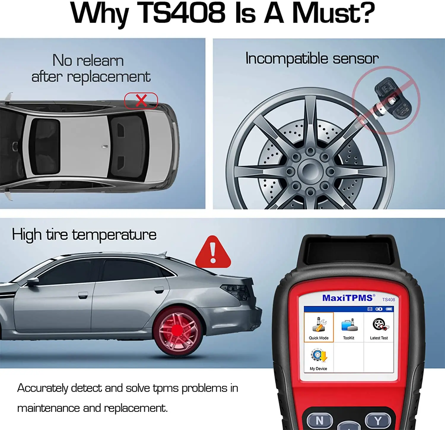 Autel TS408 TPMS Relearn инструмент монитор давления в шинах датчик Программирование mx