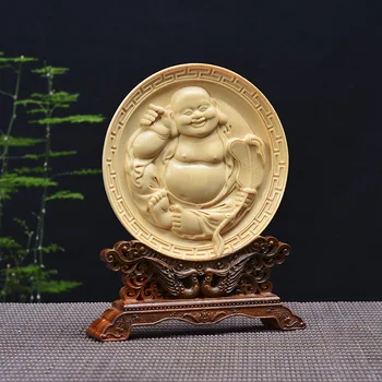 

Wood carving Buddha statue (Mai Lai Buddha), wood crafts gift Home desktop decoration office ornaments (A1040)