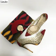 Красный настоящий воск из Анкары с принтом, тканевая Сумочка в комплекте, комплект женской обуви может быть настроен в разных стилях, размеры 36-43