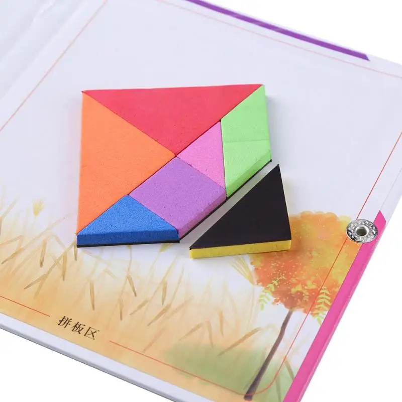 150 шт. Магнитные пазлы Tangram детские игрушки Challenge Your IQ набор волшебной книги для новорожденных раннего развития книги для активного отдыха для маленьких детей Gi