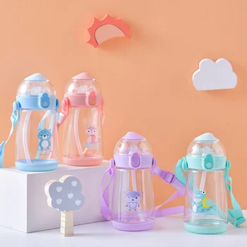 

Children Drinking Cup Baby Drinking Cup Straw Cup Student Strap Drinking Cup 380ML BPA Free