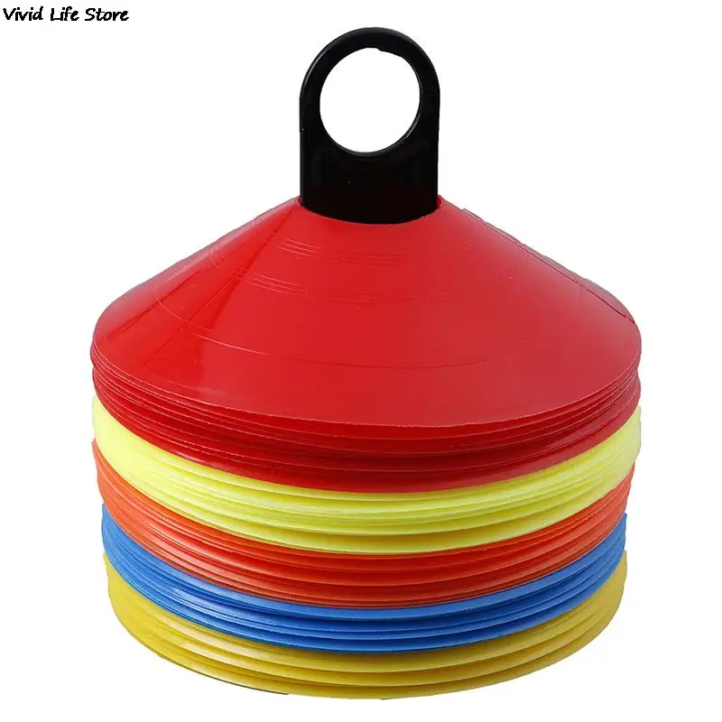 10pcs/set Soccer Training Sign Dish Pressure Resistant Cones Marker Discs Marker Bucket PVC Sports Accessories