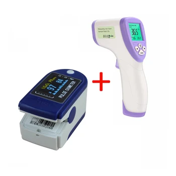 

Non-contact IR Thermometer Digital Infrared Thermometer And Portable Finger Oximeter Fingertip PulseOximeter With OLED