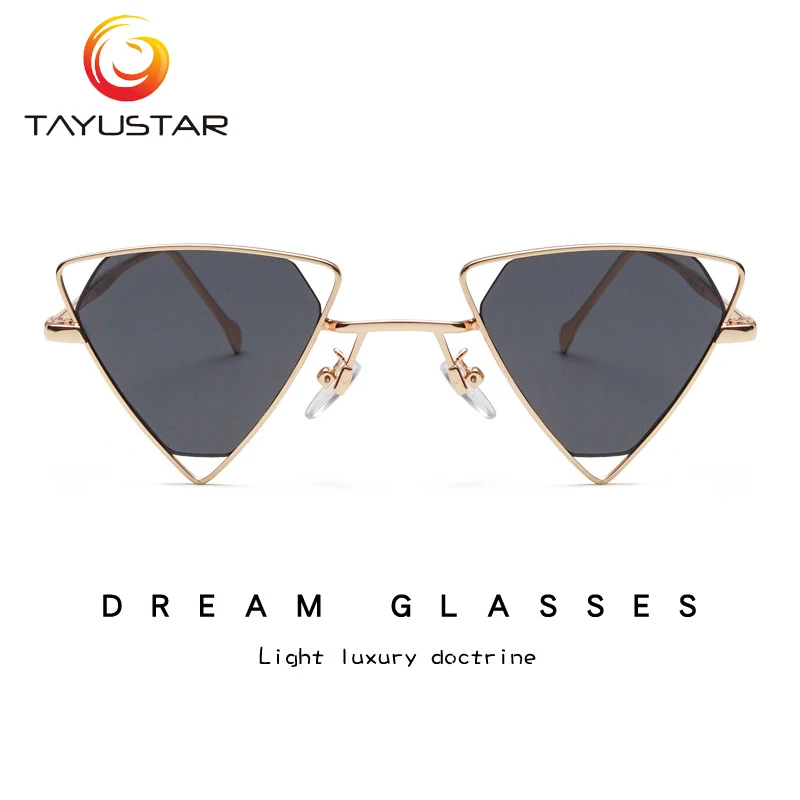 TIIYU New Punk Sunglasses Women Triangle Oculos New Vintage Glasses Openwork Metal Frame Fashion Sun Glasses Men Okulary