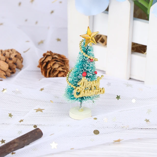 Wooden 1: 12 Dollhouse Miniature Christmas Tree "Merry Christmas" Letters Board Stand Decoration 3