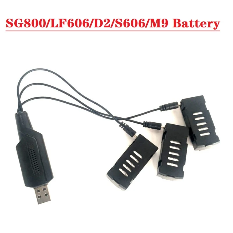 4Pcs 3.7V 500mAh SG800/LF606/D2/S606/M9 Battery with 3-in-1 Charger Rechagerable Spare Parts for Folding 4-axis Drone | Игрушки и хобби