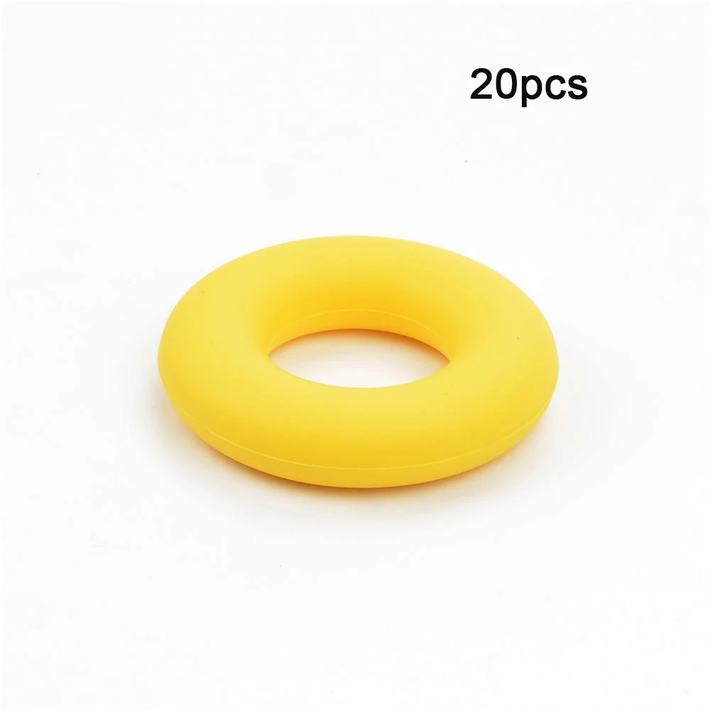 Yellow LOFCA 20 шт., силиконовые бусины в форме пончика, Детские Прорезыватели, без бисфенола, пищевого качества, силиконовые бусины для прорезывания зубов, для детских сосок, цепочка, аксессуары - Цвет: Yellow