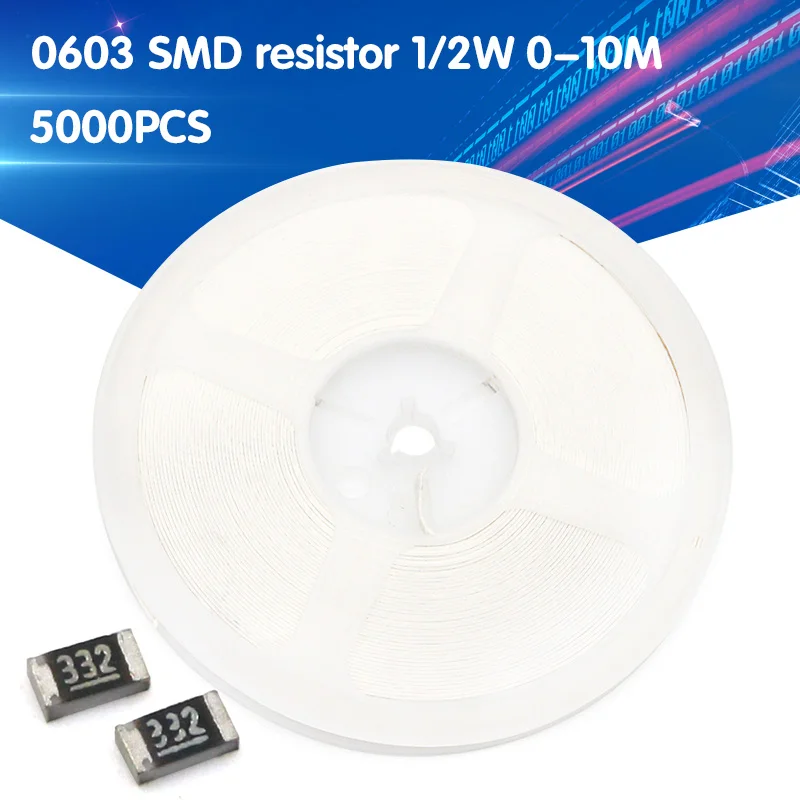 

5000pcs 0603 SMD 1/8W 0 ohm ~ 10M ohm chip resistor 0 10R 100R 220R 330R 470R 1K 4.7K 10K 47K 100K 0 10 100 330 470 ohm