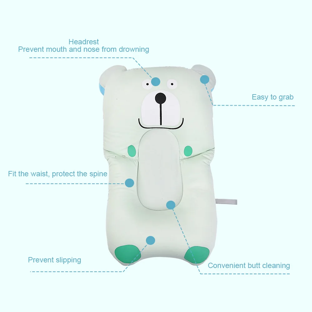 Newborn Baby Shower Bath Pad Portable Air Cushion Bed/Chair/Shelf Non-Slip Bathtub Mat Cartoon Bath Seat Support Pillow