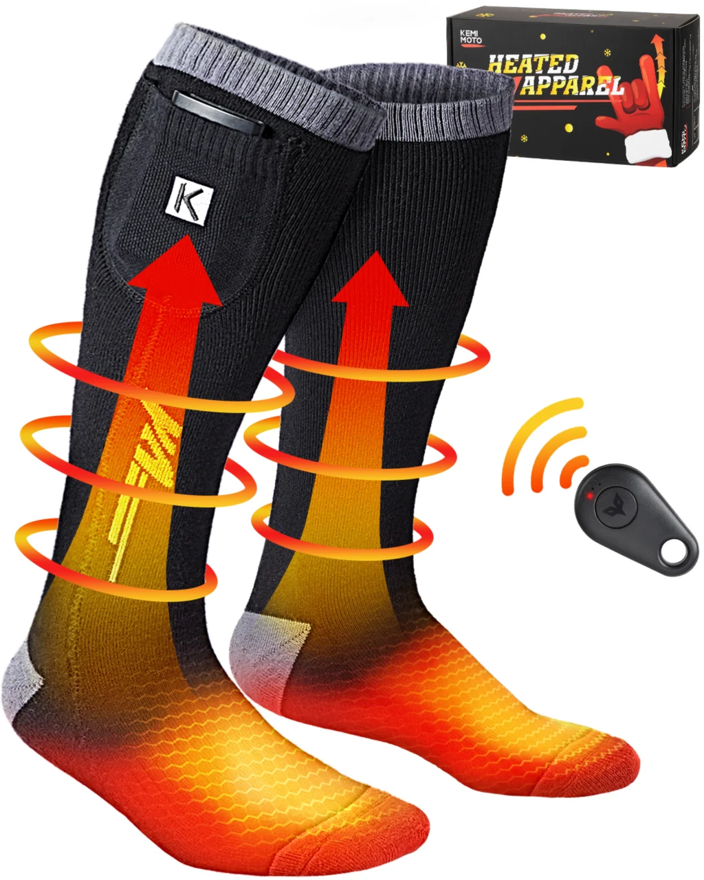 Heated Socks Electric Wireless Remote Control 2 Batteries Winter Skiing Hunting 