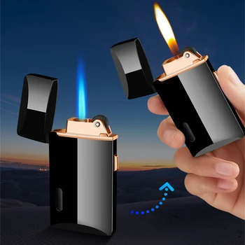 

Jet Turbo Lighter Metal Gas Lighter Butane Two Flames Cigarettes Lighters Metal Lighters Smoking Accessories