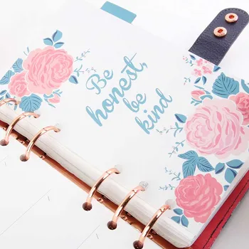 

NEVER 6Pcs/Set Love Of Roses Spiral Notebook Dividers Index Pages 6 Hole Loose Planner A6 Bookmark Gift Office School Supplies