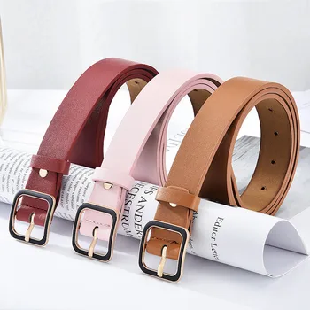 

2019 fashion explosion belt leather women's solid color look buckle belts wild dress decorative belt cinturones para mujer 50*