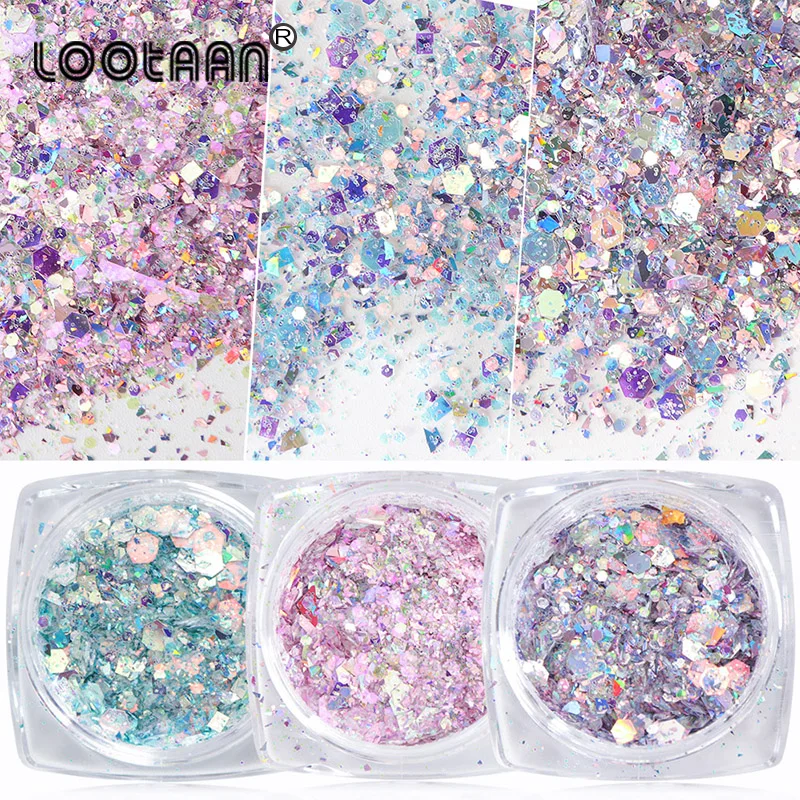 

Lootaan Glitter-Flakes Art-Decorations Nails Manicure Sequins Hexagon Star And Moon Art Ornament Glitter Gel Set