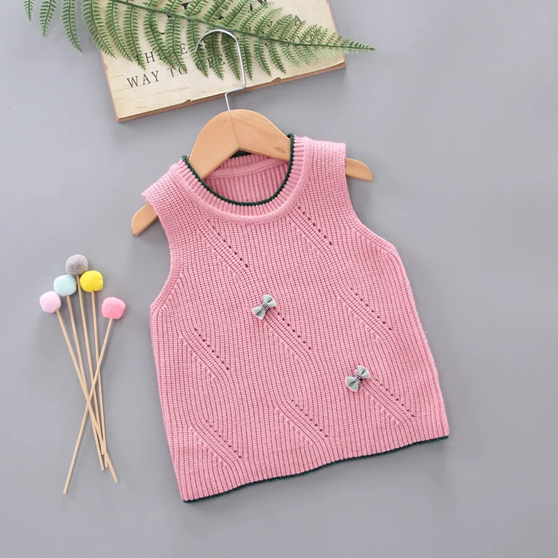 

[Smart Prince] Spring And Autumn Girls Bow Ingot Needle Waistcoat One-Piece