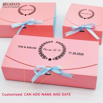 

Free shipping 100pcs Customized pink Box wedding decoration baby shower christmas gift accessories DIY party favors hotel deco