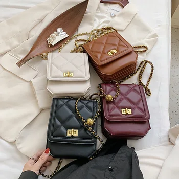 

Mini Bag Women's 2020 Fashion New Fashion Chain Shoulder/Crossbody Bag Women's Online Red All-match Rhombus Square Sling Bag