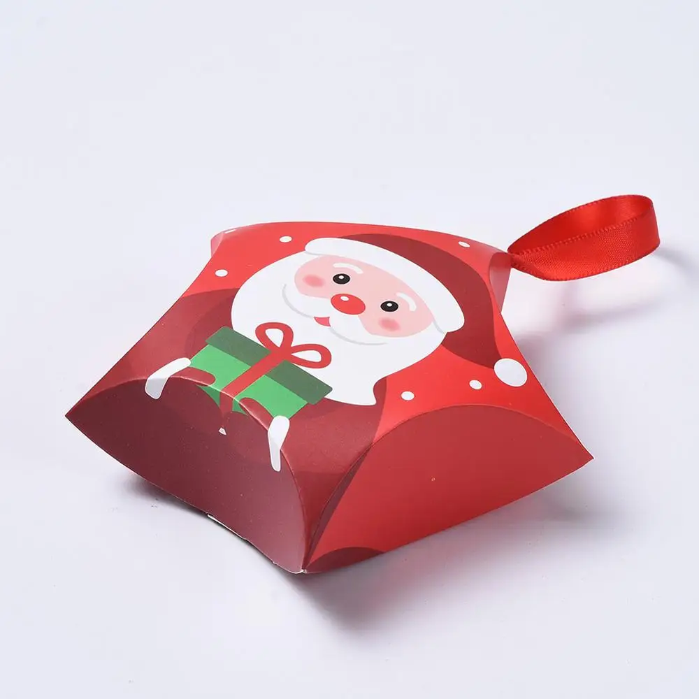 50sets Christmas Gift Boxes with Ribbon Santa Claus Candy Box Merry Christmas Gift Wrapping Bags for Presents Candies Cookies