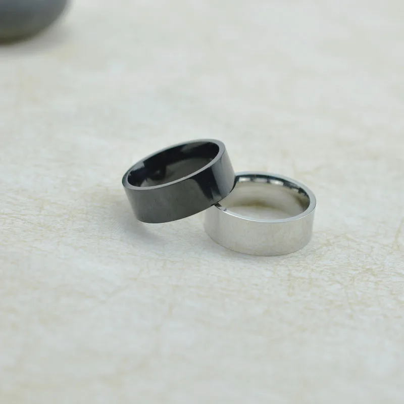 8mm Wide Stainless Steel Couple Rings for Men and Women Party Jewelry