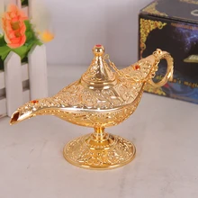 Элегантная винтажная металлическая резная Лампа Алладина свет Желая чайный резервуар для масла украшения Коллекционная экономия коллекция Искусство ремесло подарок
