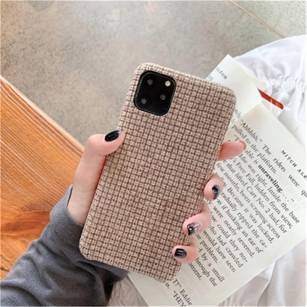 Lovebay теплый PU фланелевый клетчатый тканевый чехол для телефона для iPhone 11 Pro X XR XS Max плюшевый карамельный однотонный цветной чехол s для iPhone 7 6 8 Plus - Цвет: Хаки