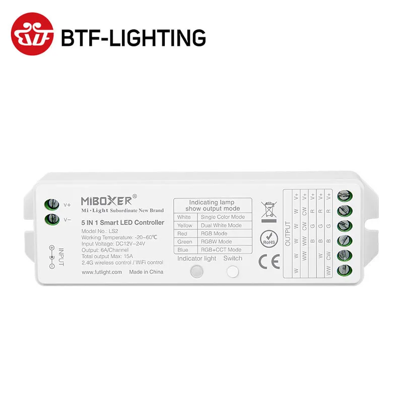 DC12-24V 5 в 1 умный светодиодный светильник контроллер 2 4 ГГц один цвет RGB CCT полосы 15A