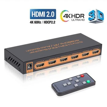 

4K 60Hz HDMI Switch 5x1 5 In 1 Out or 3x1 3 In 1 Out HDMI 2.0 Switcher with IR Remote Support HDCP 2.2 UHD HDR 3D 1080P